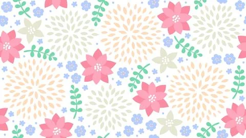Soft Christmas Floral Seamless Pattern with Pastel Flowers Leafy Branches a.. 스톡 일러스트