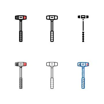 Soft clean faced hammer tool color icon vector Stock Illustration