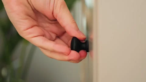 Soft-close drawer. New modern furniture for storing things and documents. Stock Footage 321456173