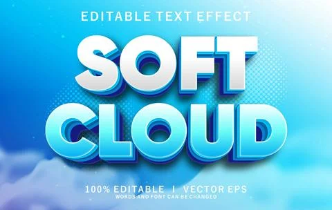 Soft cloud 3d vector text effect with modern style design Illustrazione stock