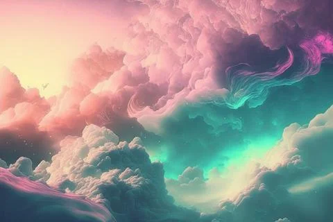 Soft cloud and sky with pastel gradient color, nature abstract background Stock Illustration