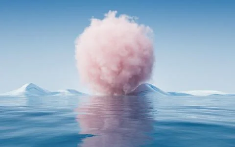 Soft cloud and water surface, 3d rendering. Stock Illustration