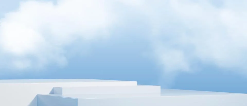 Soft cloud bg with white platform and clouds 스톡 일러스트