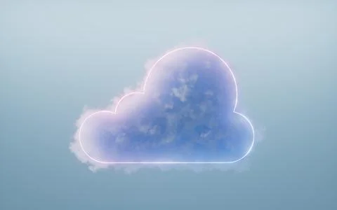Soft cloud with glowing frame, 3d rendering. Stock-Illustration