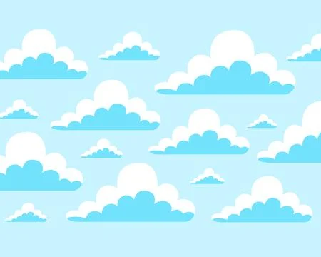 Soft clouds drift gently across a pale blue sky. Stock Illustration
