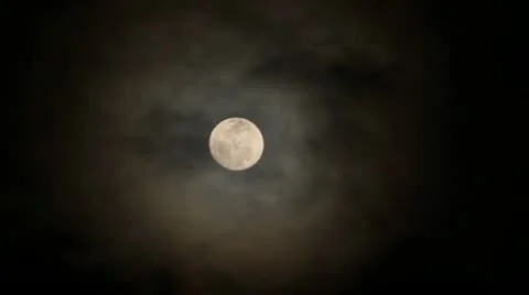Soft clouds full moon Stock Footage 10824266