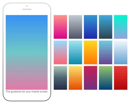 Soft color gradient backgrounds set. Modern screens for mobile app. Abstract 스톡 일러스트