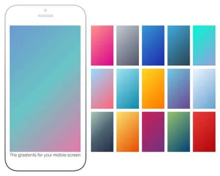 Soft color gradient backgrounds set. Modern screens for mobile app. Abstract Illustrazione stock