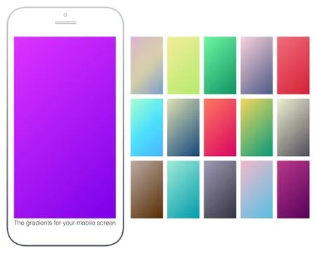 Soft color gradient backgrounds set. Modern screens for mobile app. Abstract 스톡 일러스트
