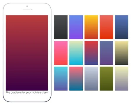 Soft color gradient backgrounds set. Modern screens for mobile app. Abstract Illustrazione stock