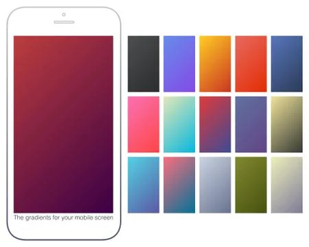 Soft color gradient backgrounds set. Modern screens for mobile app. Abstract Illustrazione stock