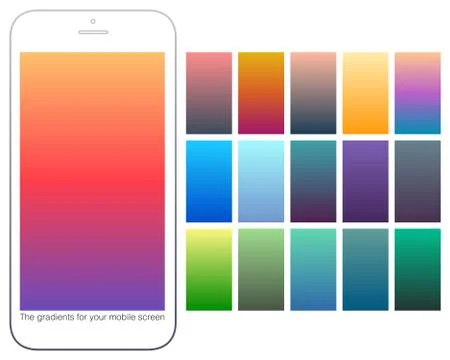 Soft color gradient backgrounds set.Modern screens 스톡 일러스트