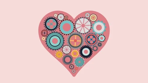 Soft colorful, heart shape filled with interlocking mechanical gears. Seaml.. Stock Footage 283538682