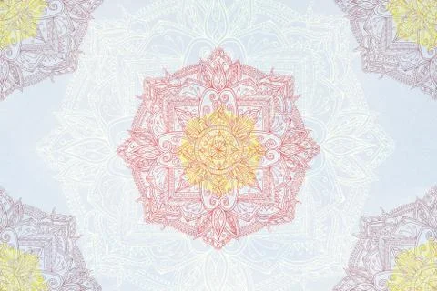 Soft colorful pattern with mandala element. Vintage decorative elements.  Isl Illustrazione stock