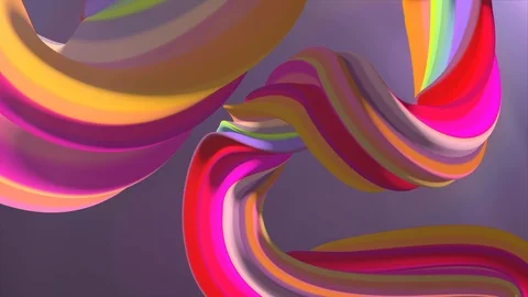 Soft colors 3D curved rainbow marshmallow rope candy seamless loop abstract Stock Footage 89712590