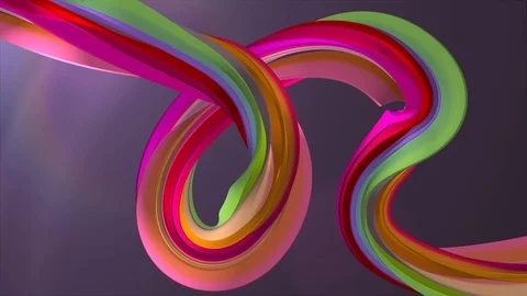 Soft colors 3D curved rainbow marshmallow rope candy seamless loop abstract Stock-Footage 89787579