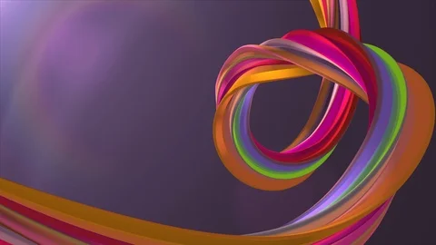 Soft colors 3D curved rainbow marshmallow rope candy seamless loop abstract Stock-Footage 89789501