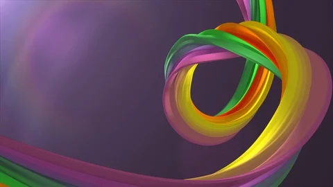 Soft colors 3D curved rainbow marshmallow rope candy seamless loop abstract Stock Footage 89789818
