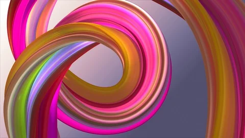 Soft colors 3D curved rainbow rubber band marshmallow rope candy seamless loop Stock-Footage 107276239