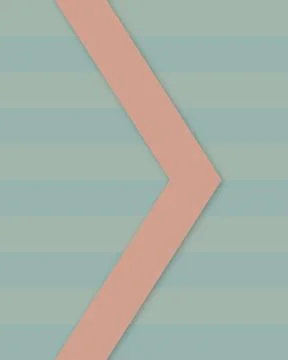 A soft coral angular chevron crosses muted teal horizontal bands in a calm .. Stock Illustration