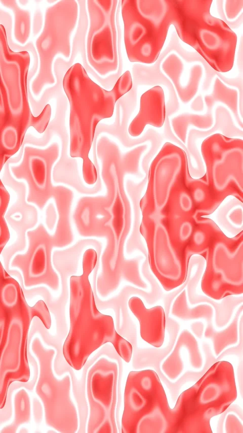 Soft coral red and white fluid shapes form a glowing abstract marble texture Stock Footage 342920854