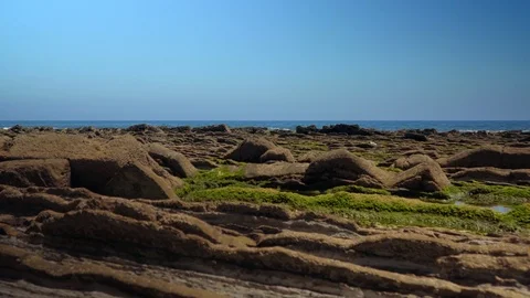 Soft crane up shot of geological formations at coast Stock Footage 112295219