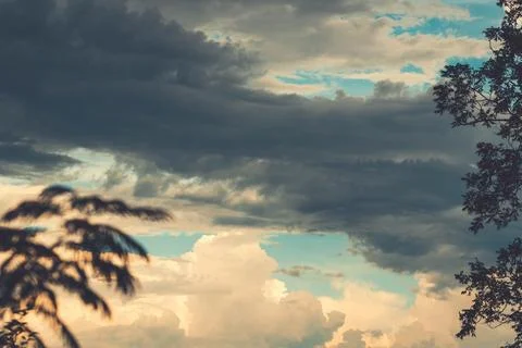 Soft Cumulus Clouds Drifting Across a Blue Summer Sky Stock Photos