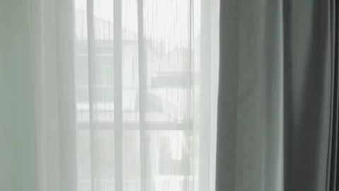 Soft Curtains Filtering Natural Light in Modern Space Stock Footage 313741088
