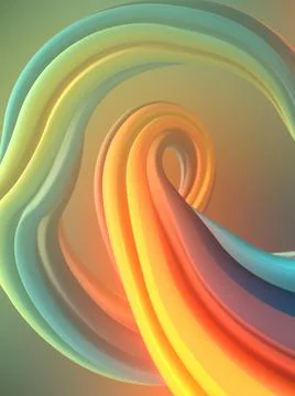 Soft curved abstract line shape digital illustration background. 3d rendering Stock Illustration