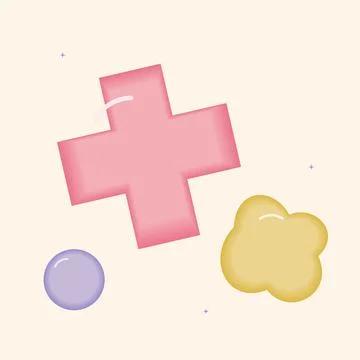 Soft cushion like abstract cross composition. Gummy inspired abstract vector  Illustrazione stock