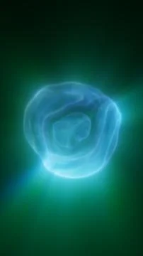 Soft cyan translucent orb floating on a green background, resembling a glow.. Illustrazione stock