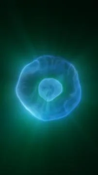 Soft cyan translucent orb floating on a green background, resembling a glow.. Stock Illustration