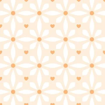 Soft Daisy Pattern with Heart Details in Warm Tones Stock Illustration