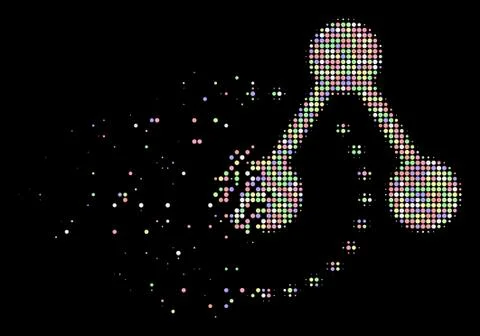 Soft Damaged Dotted Halftone Molecule Structure Analysis Icon Illustrazione stock