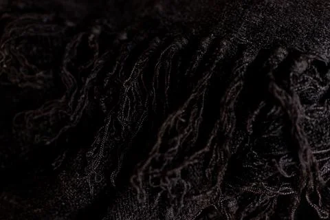 Soft dark chenille blanket with bangs. Textured smooth background. Stock Photos