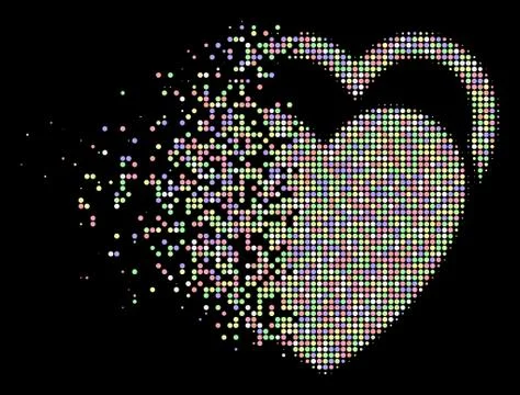 Soft Decomposed Dotted Halftone Love Hearts Icon Stock Illustration