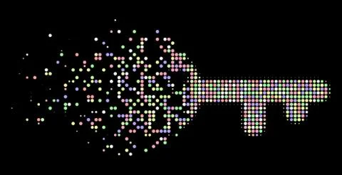 Soft Destructed Dot Halftone Key Options Icon Stock Illustration