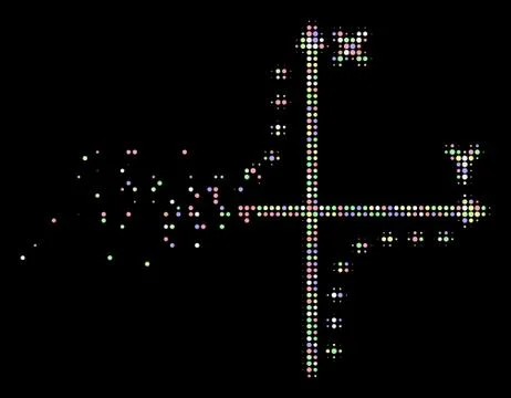 Soft Dissipated Pixelated Halftone Dotted Hyperbola Plot Icon Ilustración de archivo