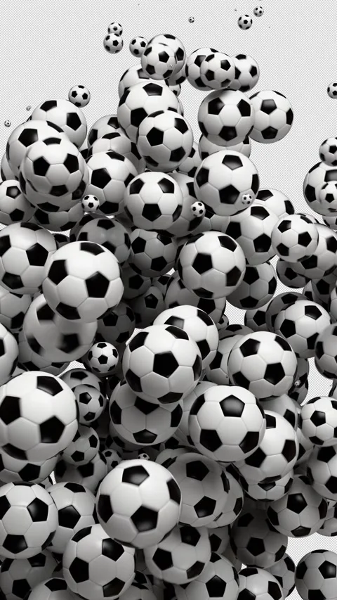 Soft Dissolve Vertical Transition of Filling Soccer Balls with Alpha Stock-Footage 331904621