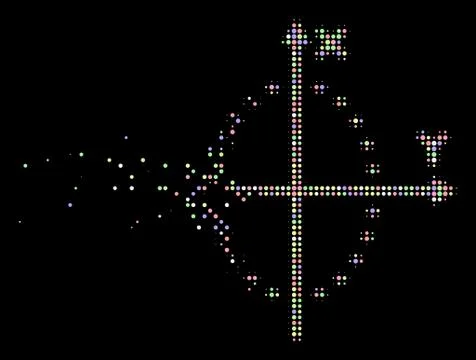 Soft Dissolved Pixel Halftone Dotted Ellipse Plot Icon Illustrazione stock