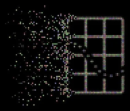 Soft Dissolved Pixel Halftone Dotted Function Chart Icon Stock Illustration