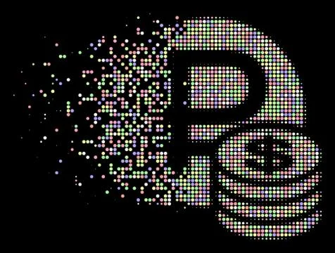 Soft Dissolving Pixel Halftone Rouble And Dollar Coins Icon イラスト素材
