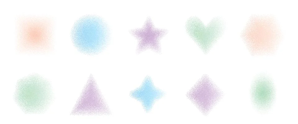 Soft dots gradient geometric shapes. Simple kids forms with noise set. Text 스톡 일러스트