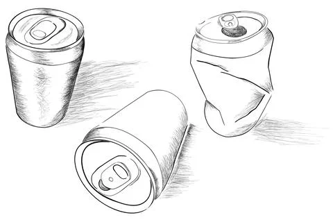 Soft drink can,  simple vector doodle vector hand draw sketch, set 3 Stock Illustration