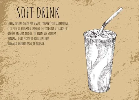 Soft Drink in Cup Poster, Vector Illustration Stock Illustration