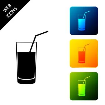 Soft drink icon isolated. Set icons colorful square buttons. Vector Illustration Stock Illustration
