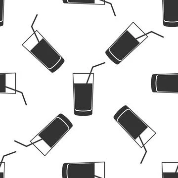 Soft drink icon seamless pattern on white background. Flat design. Vector Stock Illustration