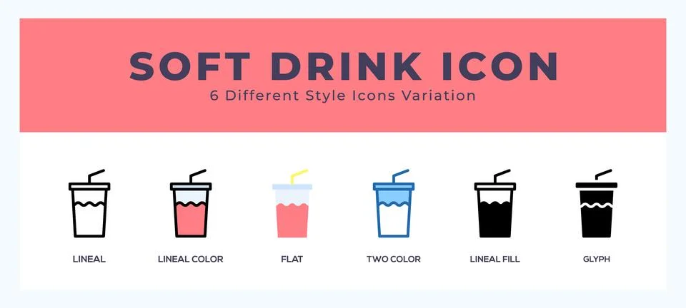 Soft drink icon set pack vector illustration. Stock Illustration