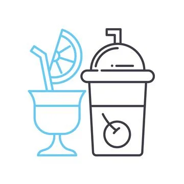 Soft drink line icon, outline symbol, vector illustration, concept sign Stock Illustration