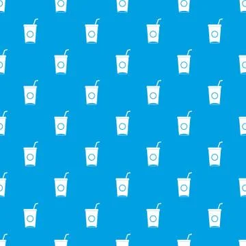 Soft drink in paper cup pattern seamless blue 스톡 일러스트
